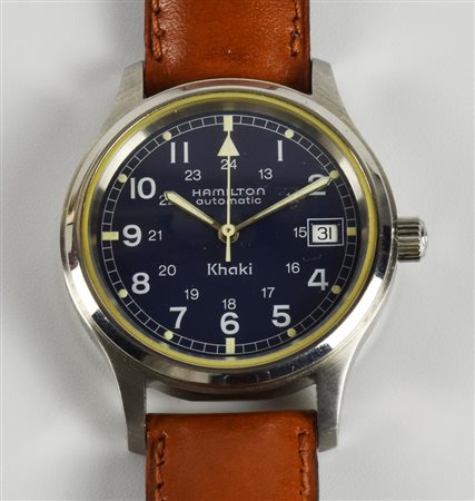 OROLOGIO HAMILTON KHAKI, primi anni 2000 CASSA: in acciaio QUADRANTE: blu con...