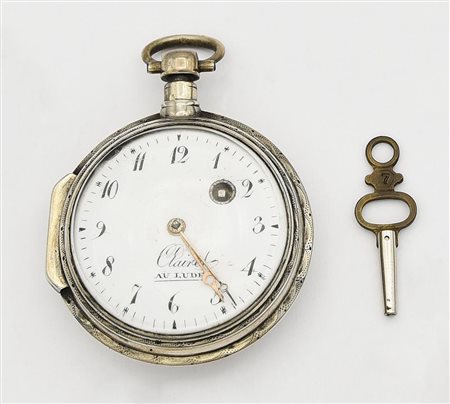 OROLOGIO DA TASCA Clairet au Lude, fine 1700, Ref. 2634, argento 800/1000,...