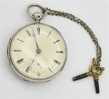 OROLOGIO DA TASCA con chiavi originali, Inghilterra, 1820-1830, argento...