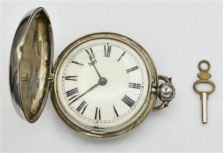 OROLOGIO DA TASCA, Londra, 1830-1850, argento 925/1000, con chiave CASSA: in...