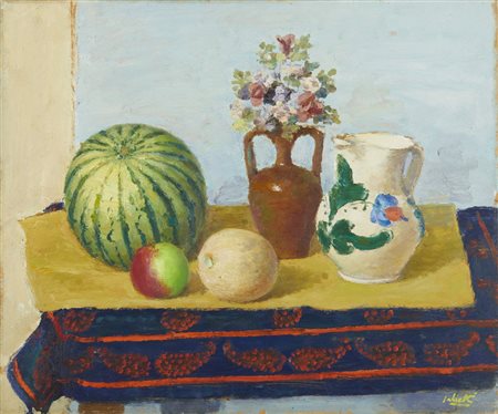 SALIETTI  ALBERTO (1892 - 1961) - NATURA MORTA COL COCOMERO.