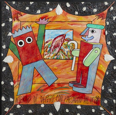 DONZELLI BRUNO (n. 1941) - INTERNO DI DEPERO CON PAESAGGIO DAL VERO.