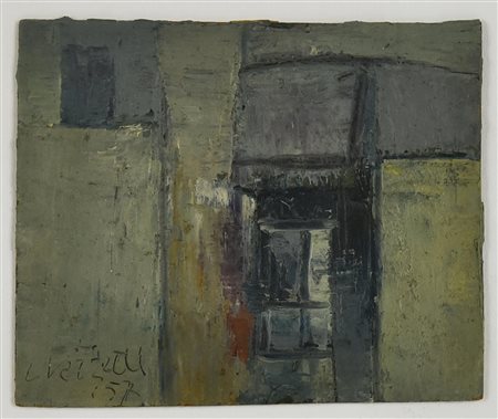 Libero Verzetti (1906 - 1989) SENZA TITOLO, 1957 olio su cartone, cm 10x12...