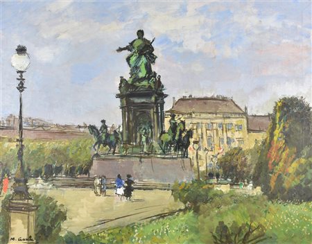 Michele Cascella (1892 - 1989) VIENNA MARIATHERESIENPLATZ, 1967 olio su tela,...