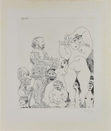 Pablo Picasso (1881 - 1973) AUTOPORTRAIT A' LA CANNE, AVEC COMEDIEN, AMOUR...