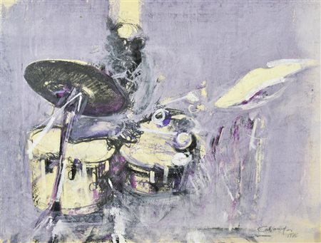 Giancarlo Cazzaniga (1930 - 2013) JAZZ MAN, 1976 tecnica mista su carta...