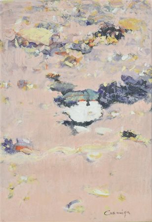 Giancarlo Cazzaniga (1930 - 2013) NINFEE tecnica mista su carta, cm 49,5x34,5...