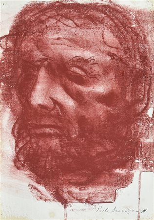 Pietro Annigoni (1910 - 1988) RITRATTO sanguigna su cartoncino, cm 28,6x19,5...