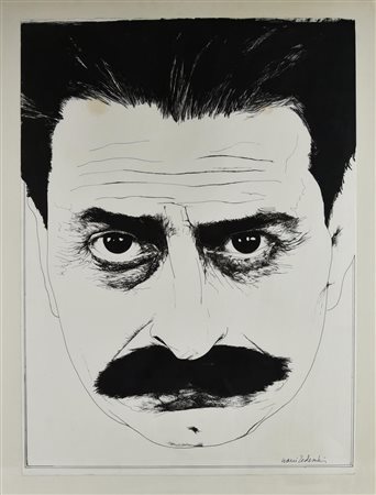 Nani Tedeschi (1938 - 2017) RITRATTO tecnica mista su carta, cm 70x50 firma