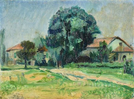 Giulio Boetto PAESAGGIO, 1951 olio su tavola, cm 24x33 firma e data