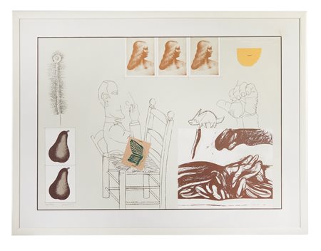 Concetto Pozzati (Vo', 01/12/1935 - Bologna, 01/08/2017) 
“Brucia la mano che non può tagliare” 
Litografia a colori su carta Cm 49x69