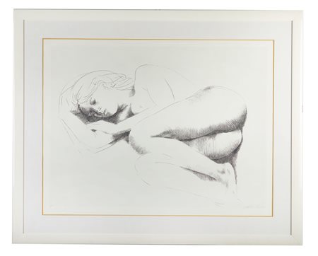 Emilio Greco (Catania, 11/10/1913 - Roma, 05/04/1995) 
“Figura femminile” 
Litografia a colori su carta Cm 60x79