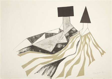 Lynn Chadwick (Londra, 24/11/1914 - Stroud, 24/04/2003) 
“Reclining Couple” 
Litografia a colori su carta Cm 50x71,5
