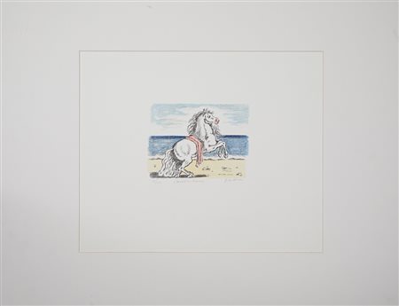 Giorgio De Chirico (Volo, 10/07/1888 - Roma, 20/11/1978) 
“Cavallino bianco” 
Litografia a 6 colori su carta Cm 39x53