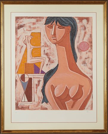 Mario Tozzi (Fossombrone, 30/10/1895 - Saint-Jean-du-Gard, 08/09/1979) 
"Katerine" 
Litografia a Colore su carta Cm 75,5x58,5