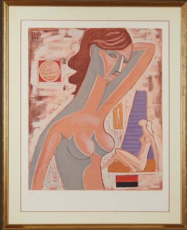 Mario Tozzi (Fossombrone, 30/10/1895 - Saint-Jean-du-Gard, 08/09/1979) 
"Tre figure" 1978
Litografia a Colore su carta 