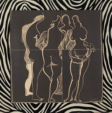 Josè Ortega (Arroba de los Montes, 1921 - Parigi, 24/12/1990) 
"Le grazie" 
Acquaforte e acquatinta su carta Cm 68x68