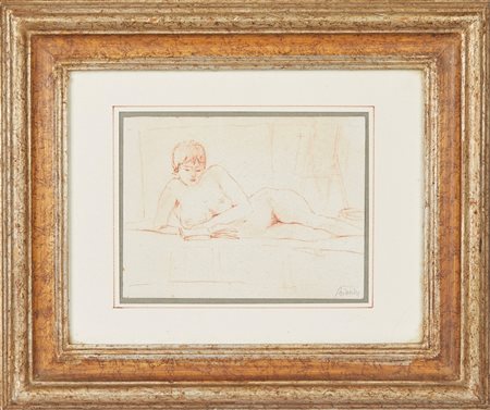 Renzo Biasion (Treviso , 1914 - Firenze, 1996) 
"Nudo" 
Sanguigna su carta Cm 11,5x15,5