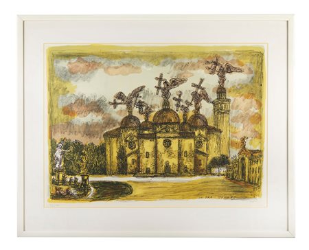 Tono  Zancanaro (Padova , 8/04/1906 - Padova , 3/06/1985) 
“Veduta” 
Litografia a colori su carta Cm 48x65