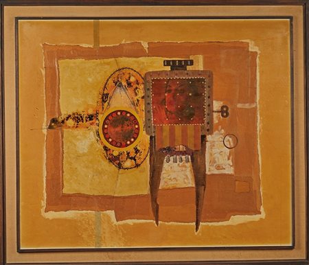 Vittorio Strano (Savignano sul Rubicone, 1936 - ) 
"Sovrastrutture inibitorie" 
Tecnica mista e collage su tavola Cm 75x90