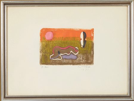 Josè Ortega (Arroba de los Montes, 1921 - Parigi, 24/12/1990) 
"Senza titolo" 
Litografia a colori su carta Cm foglio: 28x38