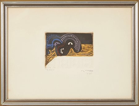 Josè Ortega (Arroba de los Montes, 1921 - Parigi, 24/12/1990) 
 "Senza titolo" 
Litografia a colori su carta Cm foglio: 28x38