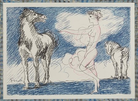 Salvatore Fiume (Comiso, 23/10/1915 - Milano, 03/06/1997) 
"Racconti d'estate" 
Litografia a colori su carta 