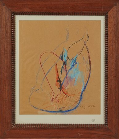 Enzo Pasqualini (Bologna, 1916 - Bologna, 1998) 
"Senza titolo" 
Tecnica mista su carta Cm 29x25