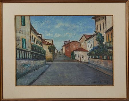 Gino Brogi (Prato, 1902 - Prato, 1989) 
"Strada di Prato" 
Olio su tela Cm 40x53,5