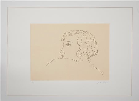 Giorgio De Chirico (Volo, 10/07/1888 - Roma, 20/11/1978) 
“Profilo di donna” 
 Cm 50,5x70