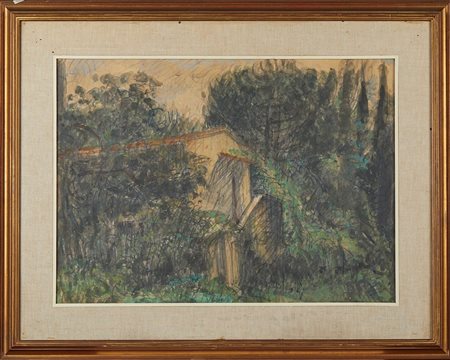 Umberto Vittorini (Barga, 1890 - Milano, 1979) 
"Forte dei Marmi" 
Olio e tecnica mista su cartone telato Cm 48x66