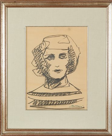Mino Maccari (Siena, 24/11/1898 - Roma, 16/06/1989) 
"Figura" 
Disegno su tavola Cm 39x29