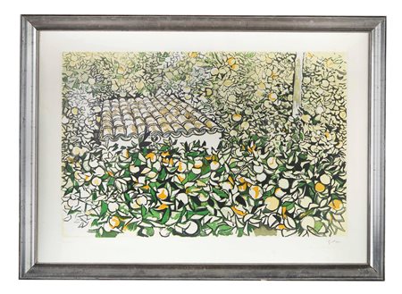 Renato Guttuso (Bagheria, 26/12/1911 - Roma, 18/01/1987) 
“Agrumeto” 
 Cm lastra: 50x76