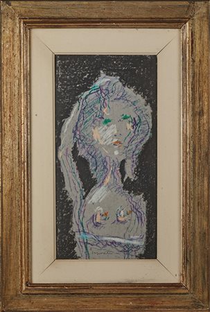 Adolfo Saporetti (Ravenna, 1907 - Milano, 1974) 
"La Toscana" 
Tecnica mista su faesite Cm 50x25