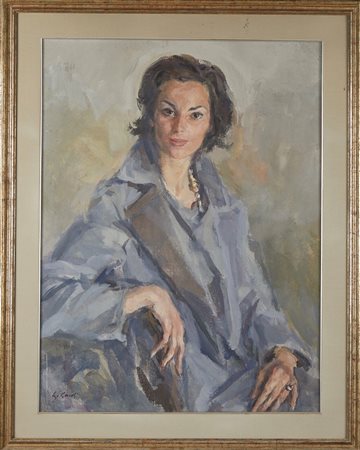 Ugo Guidi (Comacchio 1923 – Bologna 2007) "Ritratto" Tempera su tela Cm 86x65,5