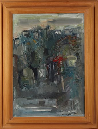 Giuseppe Natali (Bologna, 1909 - Bologna, 1965) 
"Paesaggio abruzzese" 1958
Olio su tavola Cm 50x70