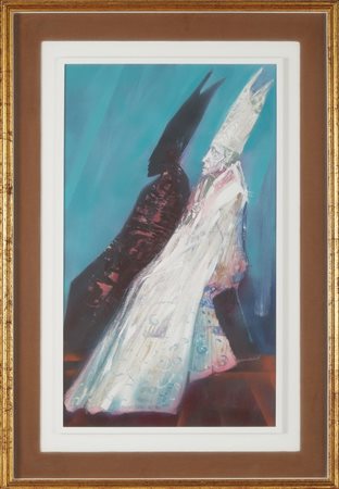 Aldo Borgonzoni (Medicina, 12/06/1913 - Bologna, 17/02/2004) 
"Personaggio con ombra" 
Olio su tavola Cm 70x40