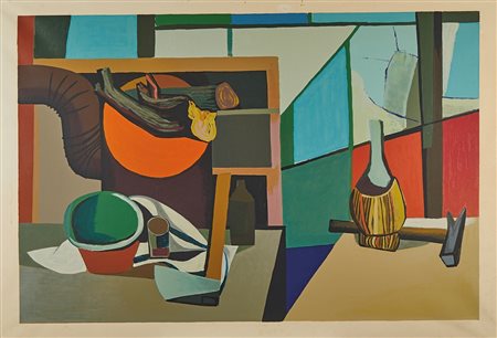 Renato Guttuso (Bagheria, 26/12/1911 - Roma, 18/01/1987) 
 "Natura morta" 
Litografia a colori su carta Cm foglio: 112x159
