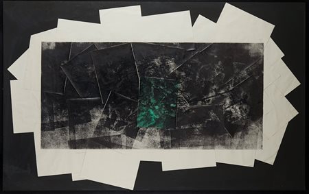 Antonio Violetta (Crotone, 1953 - ) 
"Senza titolo" 
Incisione e collage su carta applicata su faesite Cm 86x135