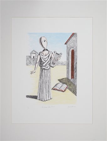 Giorgio De Chirico (Volo, 10/07/1888 - Roma, 20/11/1978) 
“La Musa della Storia" 
Litografia a 5 colori su carta Cm 58x45