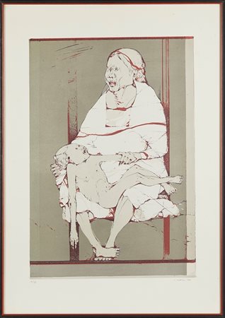 Karl Plattner (Malles Venosta, 13/02/1919 - Milano, 08/12/1986) 
“Vietnam 1” 
 Litografia a 7 colori su carta Cm 76,5x52