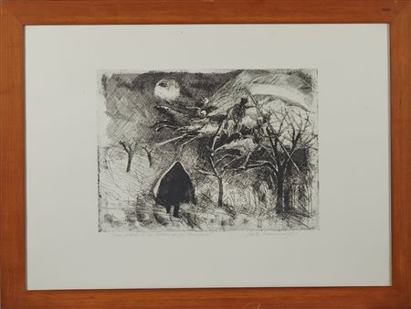 Paolo Manaresi (Bologna, 23/09/1908 - Bologna, 20/07/1991) 
"I quattro cavalieri" 1958
Incisione su carta 