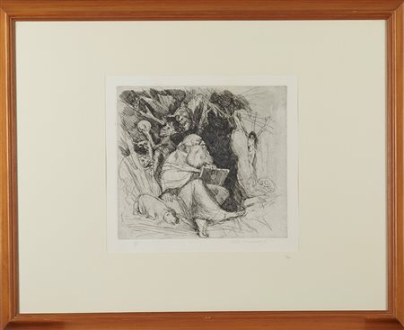 Paolo Manaresi (Bologna, 23/09/1908 - Bologna, 20/07/1991) 
"Senza titolo" 
Incisione su carta Cm lastra: 28x31,5