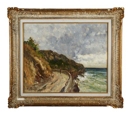 Guglielmo  Pizzirani ( Bologna, 1886 - Bologna , 1971) 
"Marina" 
Olio su tavola Cm 52x61