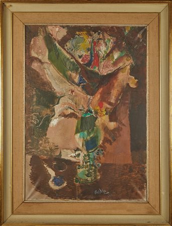 Gastone Breddo (Padova, 1915 - Calenzano, 1991) 
"Vaso con cartoccio" 
Olio su tela Cm 100x70