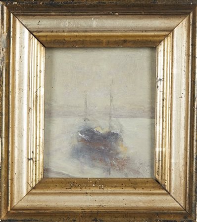 Norma Mascellani (Bologna, 03/07/1909 - Bologna, 07/12/2009) 
"Barca" 
Olio su tavola Cm 15x13