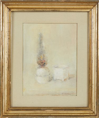 Norma Mascellani (Bologna, 03/07/1909 - Bologna, 07/12/2009) 
"Natura morta" 
Olio e tecnica mista su carta Cm 25x19