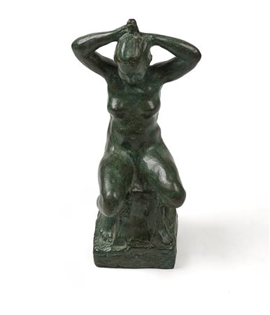 Primo Conti (Firenze, 16/10/1900 - Fiesole, 12/11/1988) 
"Pensiero d'amore" 
Scultura in bronzo  Cm 28x14x12