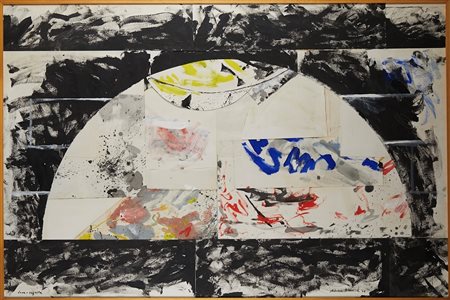 Adriano Altamira (Milano, 17/07/1947 - ) 
"Luna segreta" 
Tecnica mista e collage su carta applicata su tavola Cm 100x150