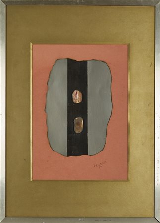 Andrea Raccagni (Imola, 1921 - Imola, 2005) 
"Senza titolo" 
Tecnica mista e collage su cartone Cm 44,5x31,5